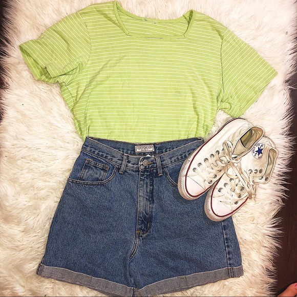 Tops - Vintage | Green Striped | T-shirt
